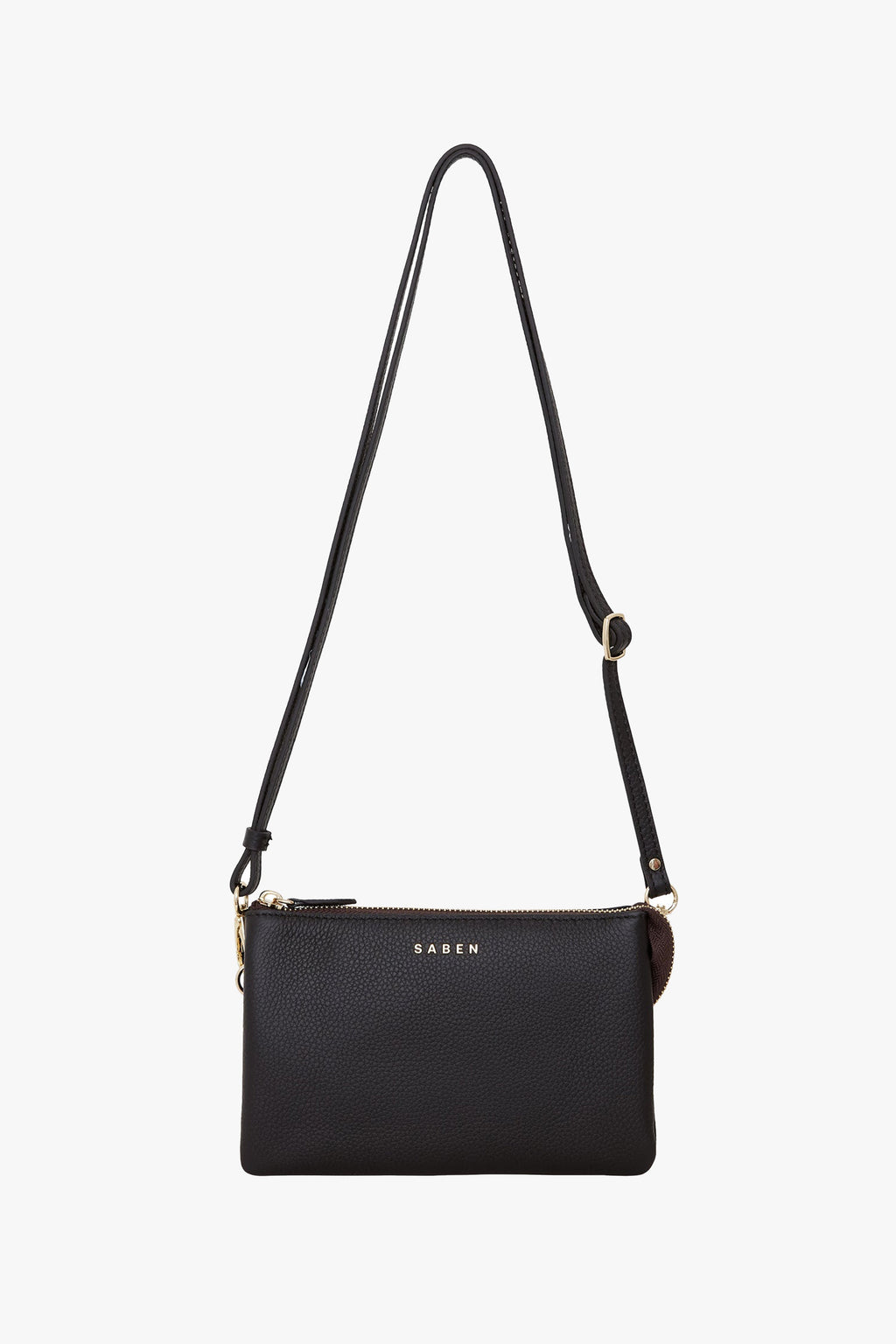 Mia | Elegant Multi Pocket Black Leather Crossbody Clutch