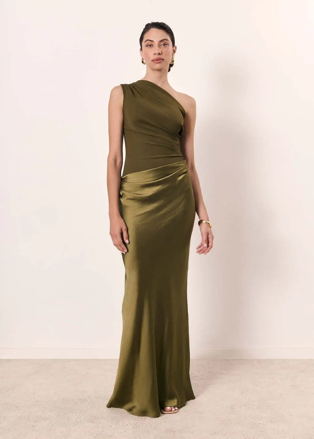 Mia | Elegant One-Shoulder Satin Maxi Dress for Women