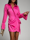 Mia | Elegant Satin Wrap Mini Dress for Wedding Guests and Summer Events