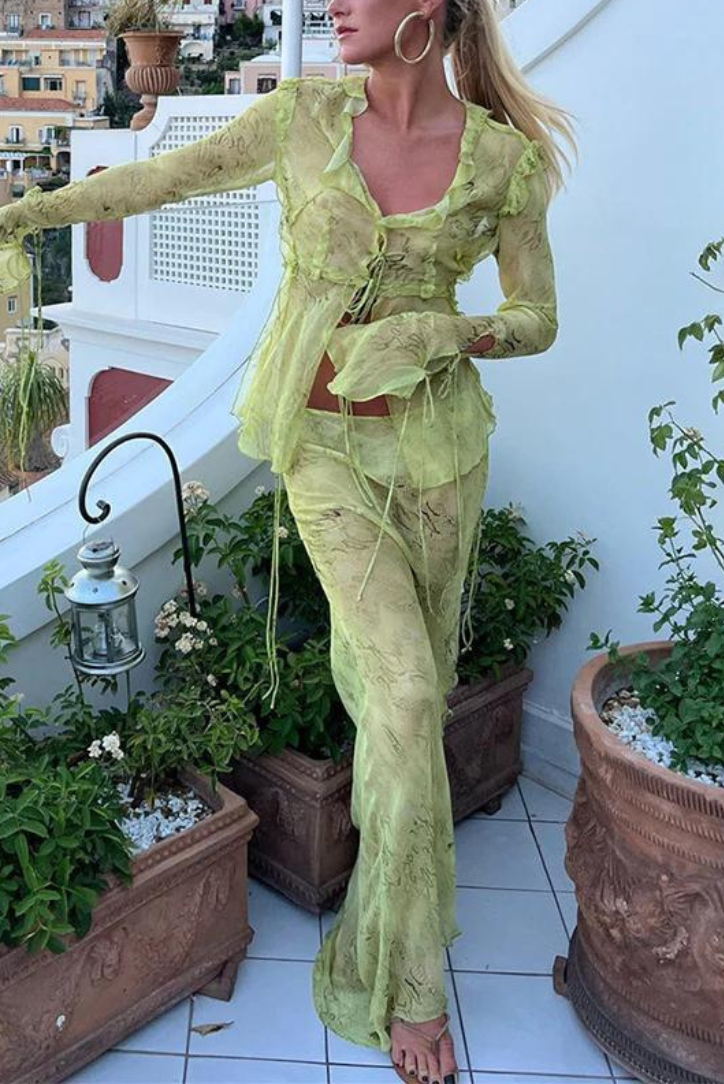 Mia | Elegant Sheer Floral Maxi Dress for Women
