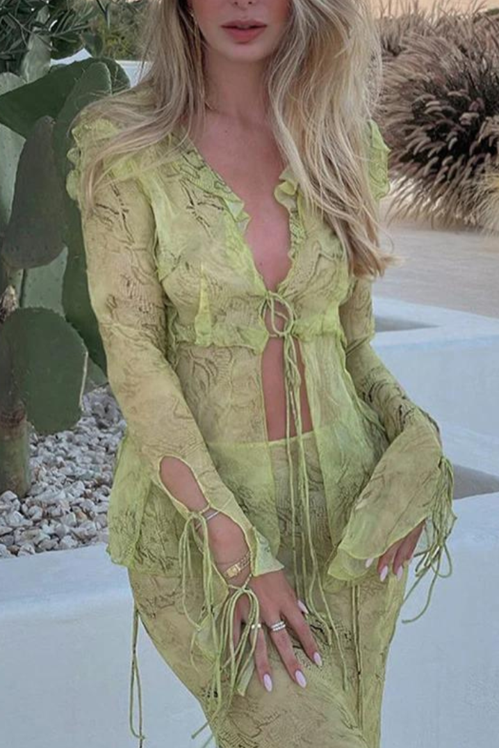 Mia | Elegant Sheer Floral Maxi Dress for Women