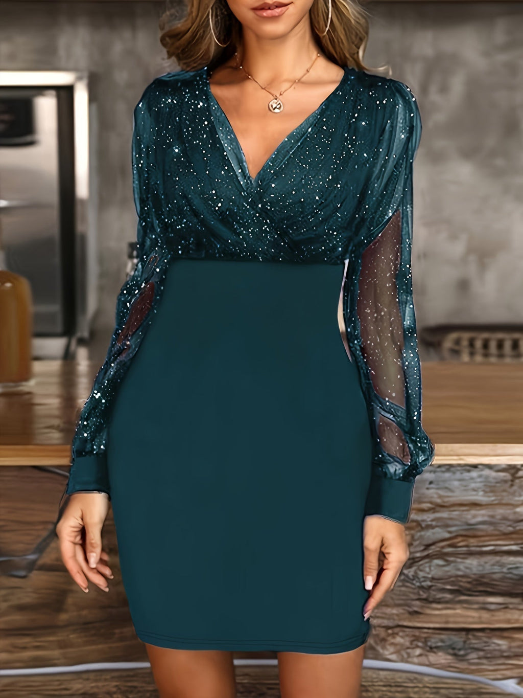 Mia | Elegant Sheer Long Sleeve Bodycon Mini Dress for Women