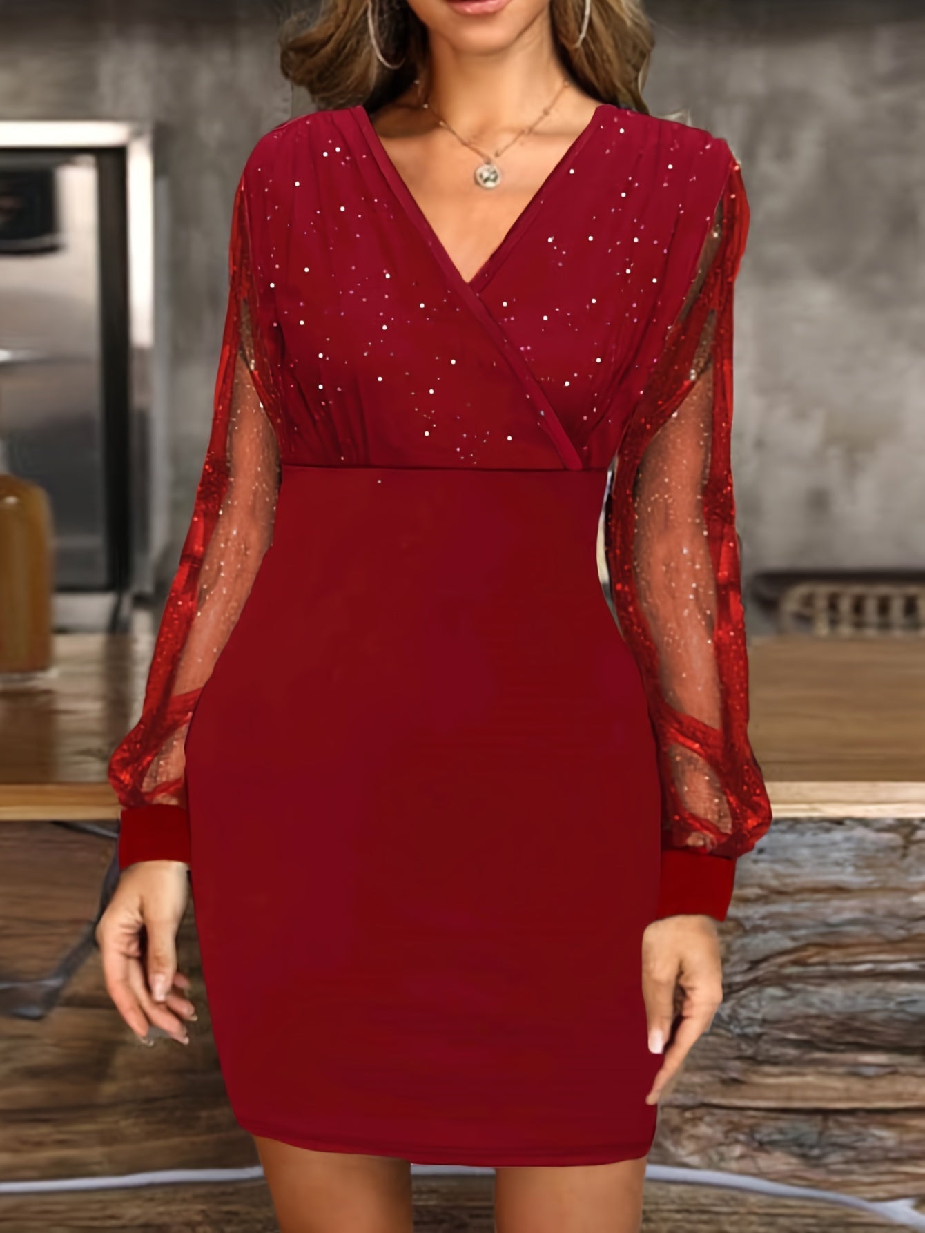 Mia | Elegant Sheer Long Sleeve Bodycon Mini Dress for Women