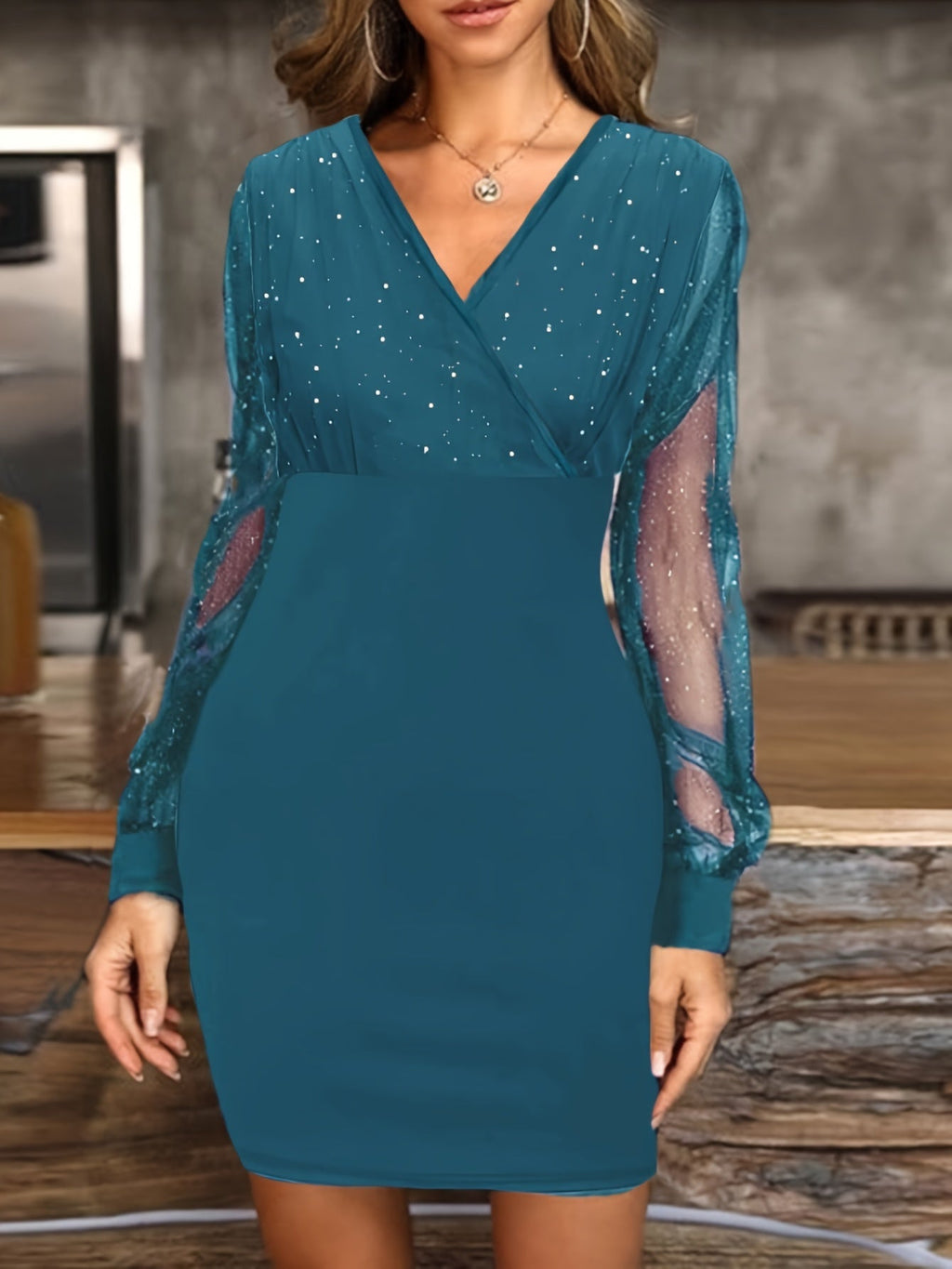 Mia | Elegant Sheer Long Sleeve Bodycon Mini Dress for Women