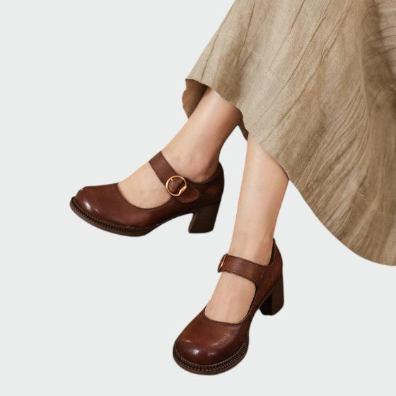Mia | Elegant Two-Tone Chunky-Heel Women's Shoes