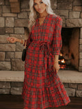 Mia | Flowy Boho Red Plaid Summer Dress