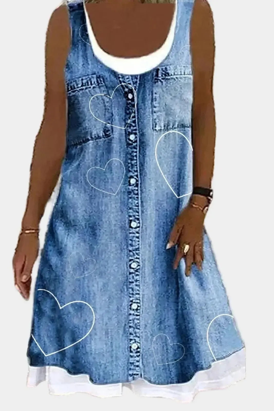 Mia | Playful Sleeveless Denim A-Line Dress