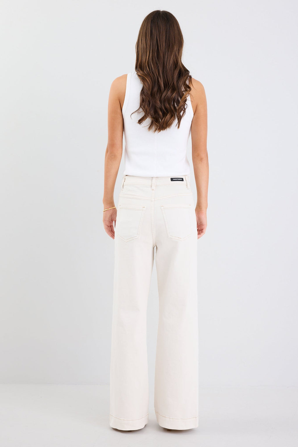 Mia | Soft Ecru High Rise Wide Leg Jeans