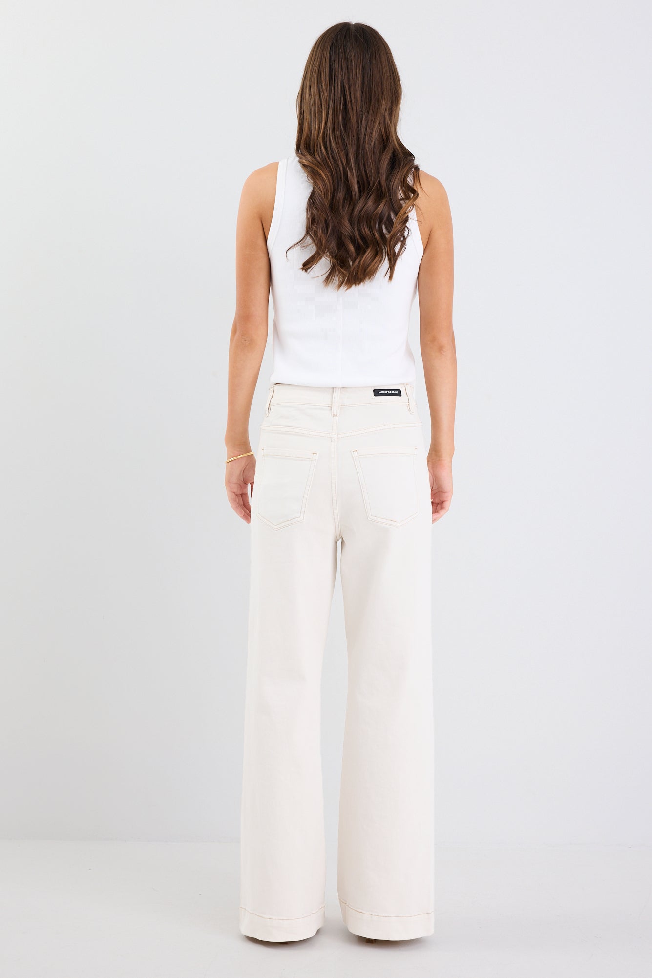 Mia | Soft Ecru High Rise Wide Leg Jeans