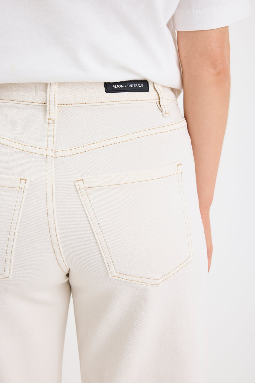 Mia | Soft Ecru High Rise Wide Leg Jeans
