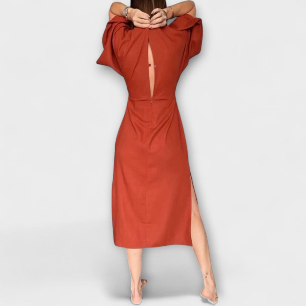 Mia | Stylish Casual V-neck Dress with Tie