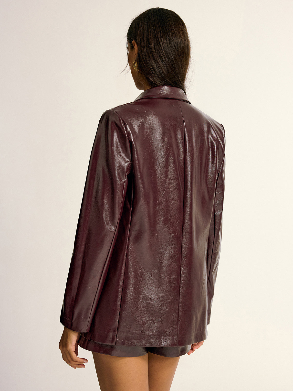 Mia | Stylish Faux Leather Blazer with Metal Buttons