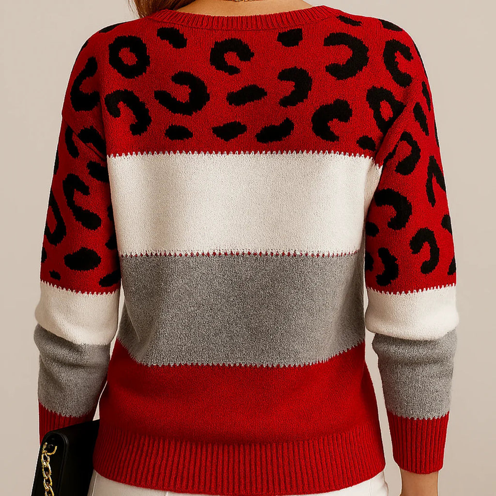 Mia | Stylish Relaxed Leopard Print Womens Sweater