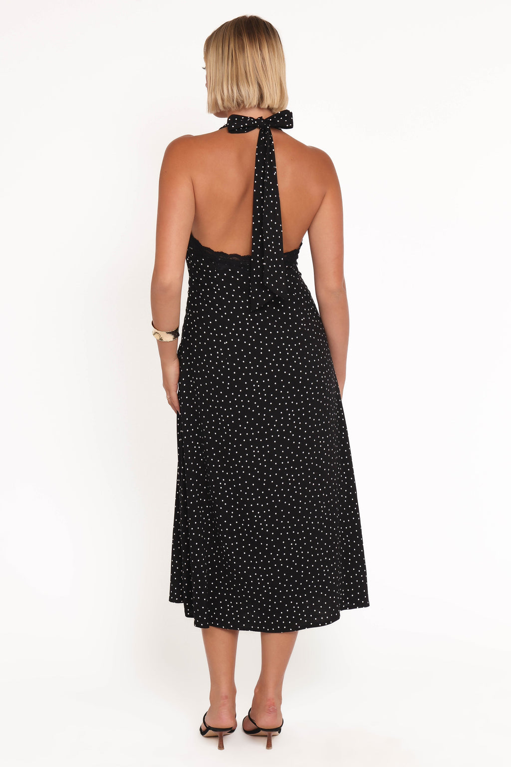 Olivia | Chic Black Polka Dot Maxi Dress for Wedding Guests