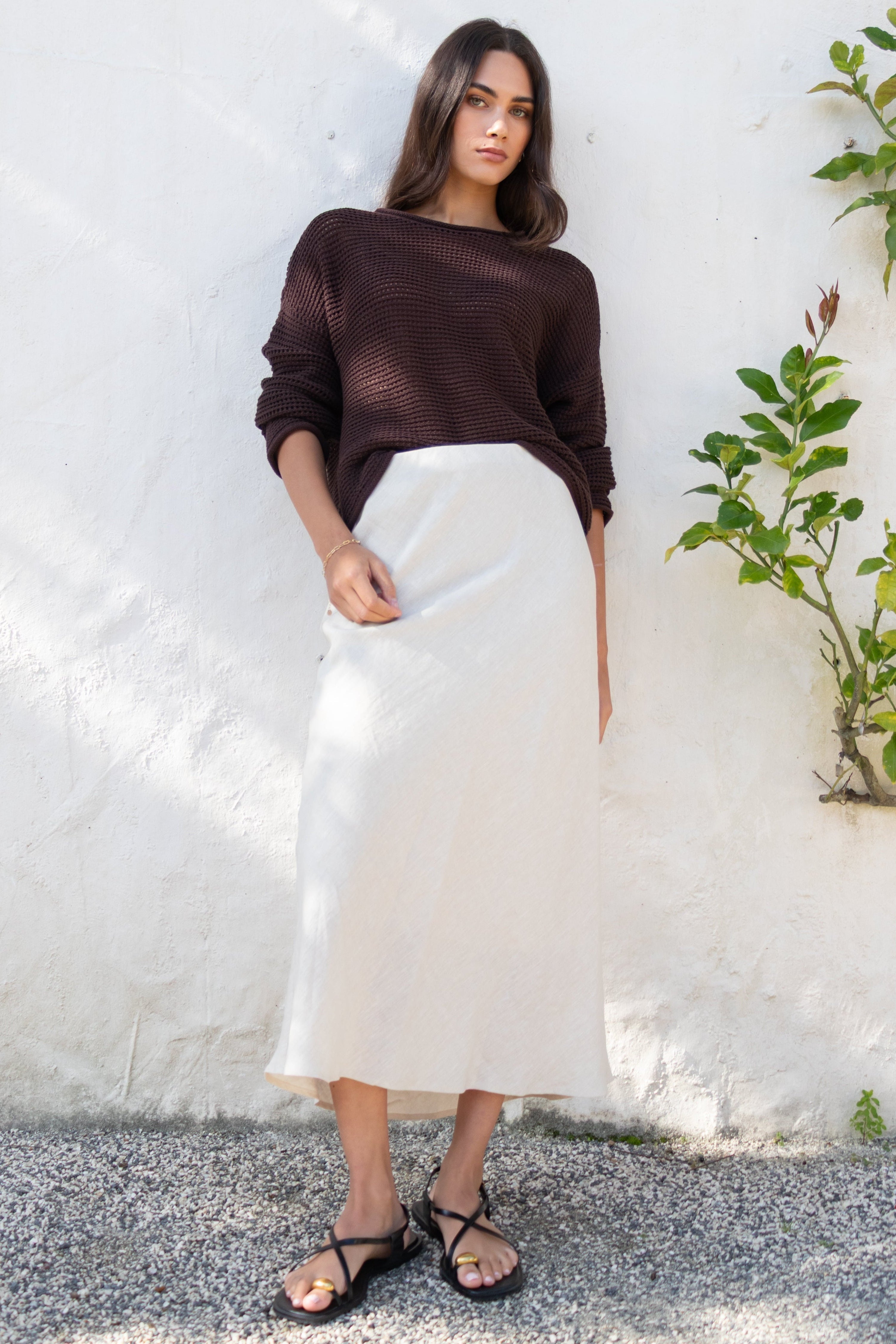 Olivia | Elegant Bias Cut Midi Skirt for Women