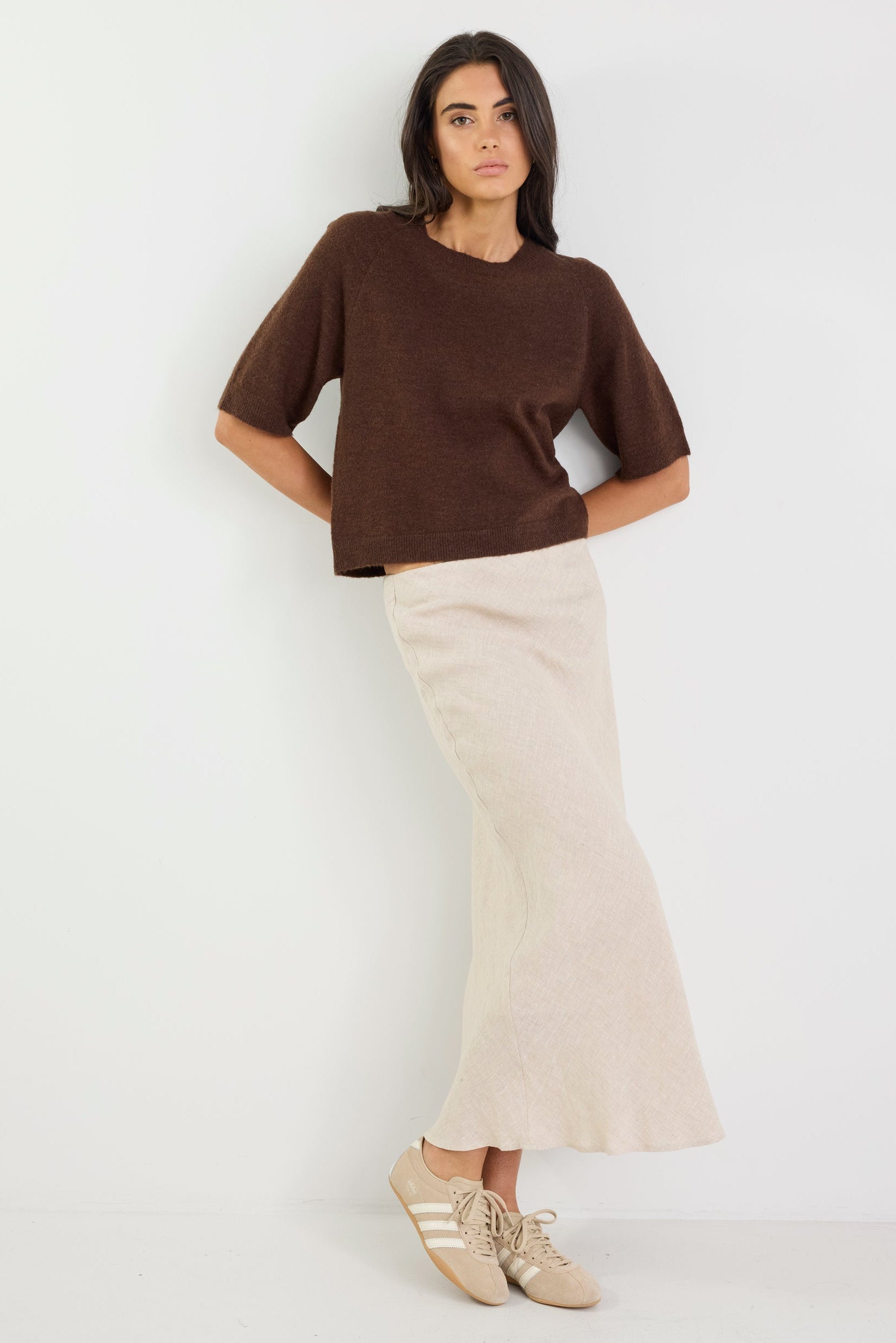 Olivia | Elegant Bias Cut Midi Skirt for Women