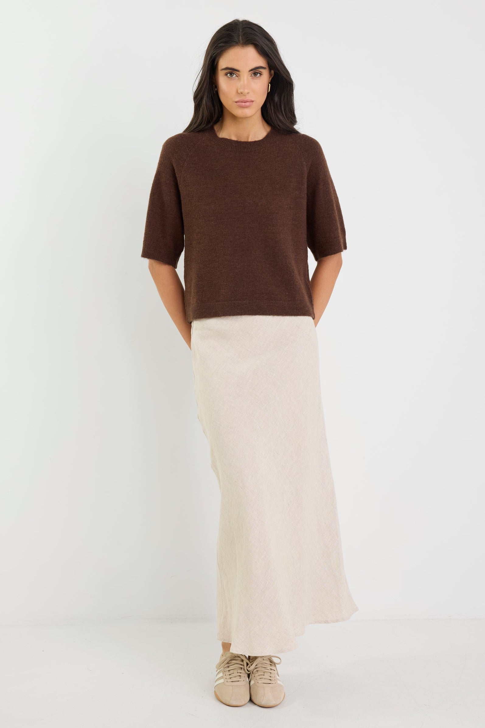 Olivia | Elegant Bias Cut Midi Skirt for Women
