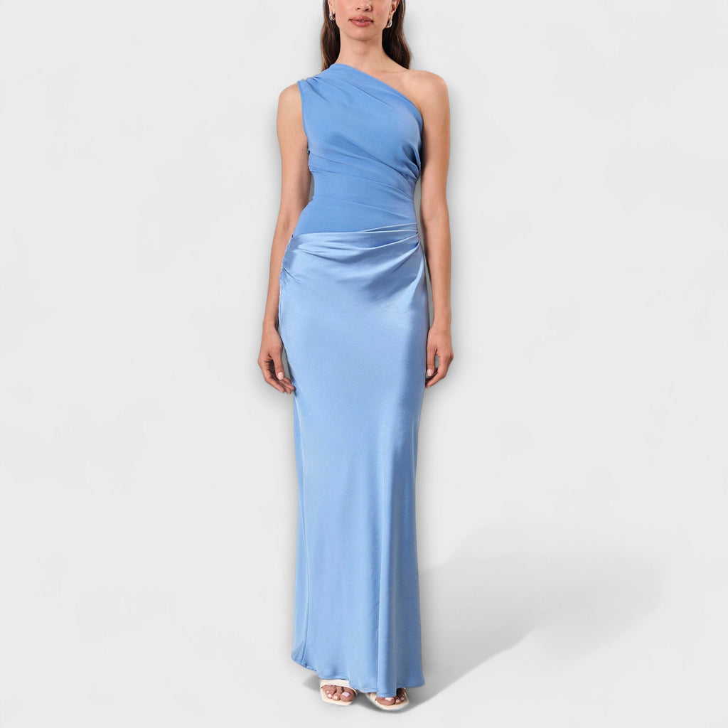 Olivia | Elegant Pleated One-Shoulder Maxi Dress for Women