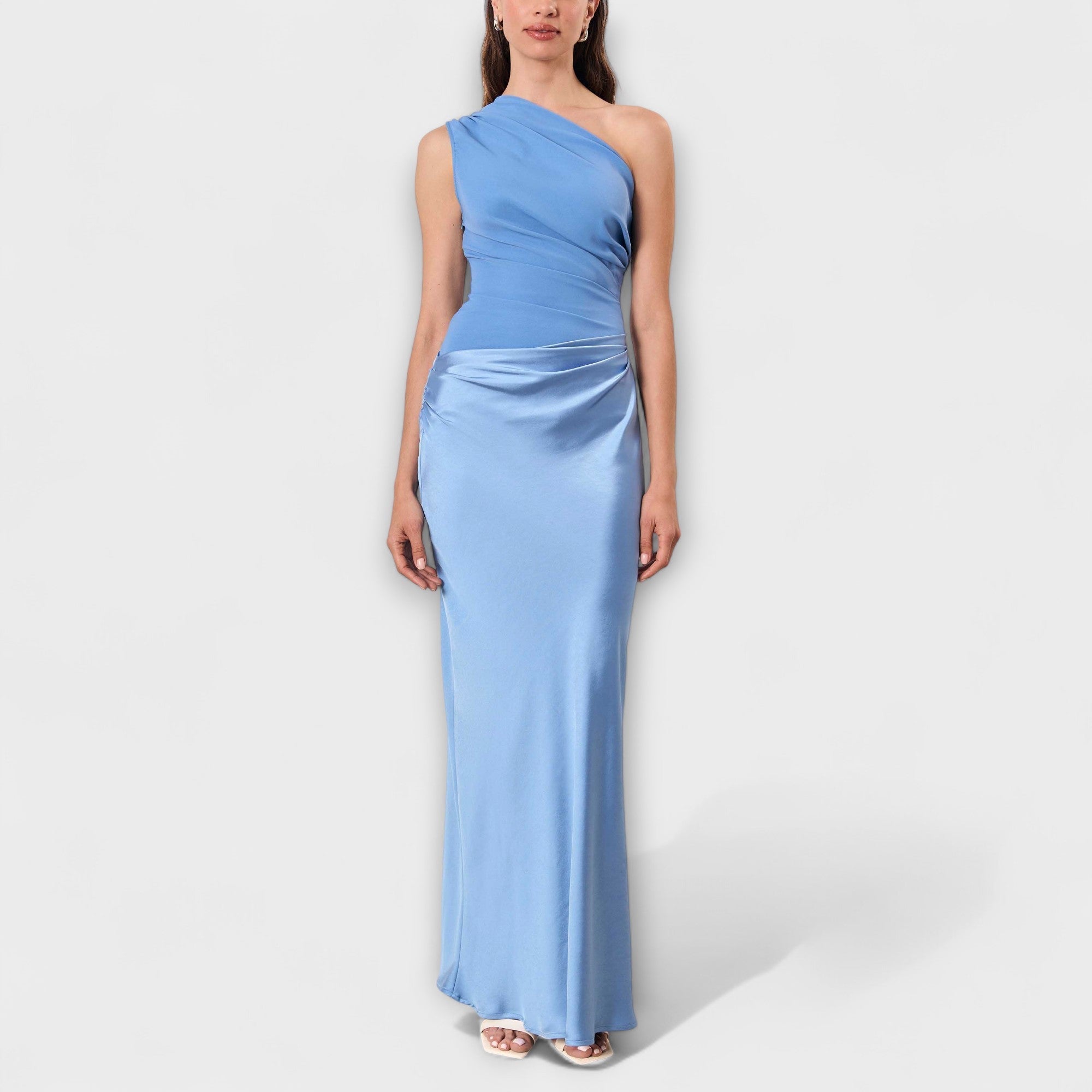 Olivia | Elegant Pleated One-Shoulder Maxi Dress for Women