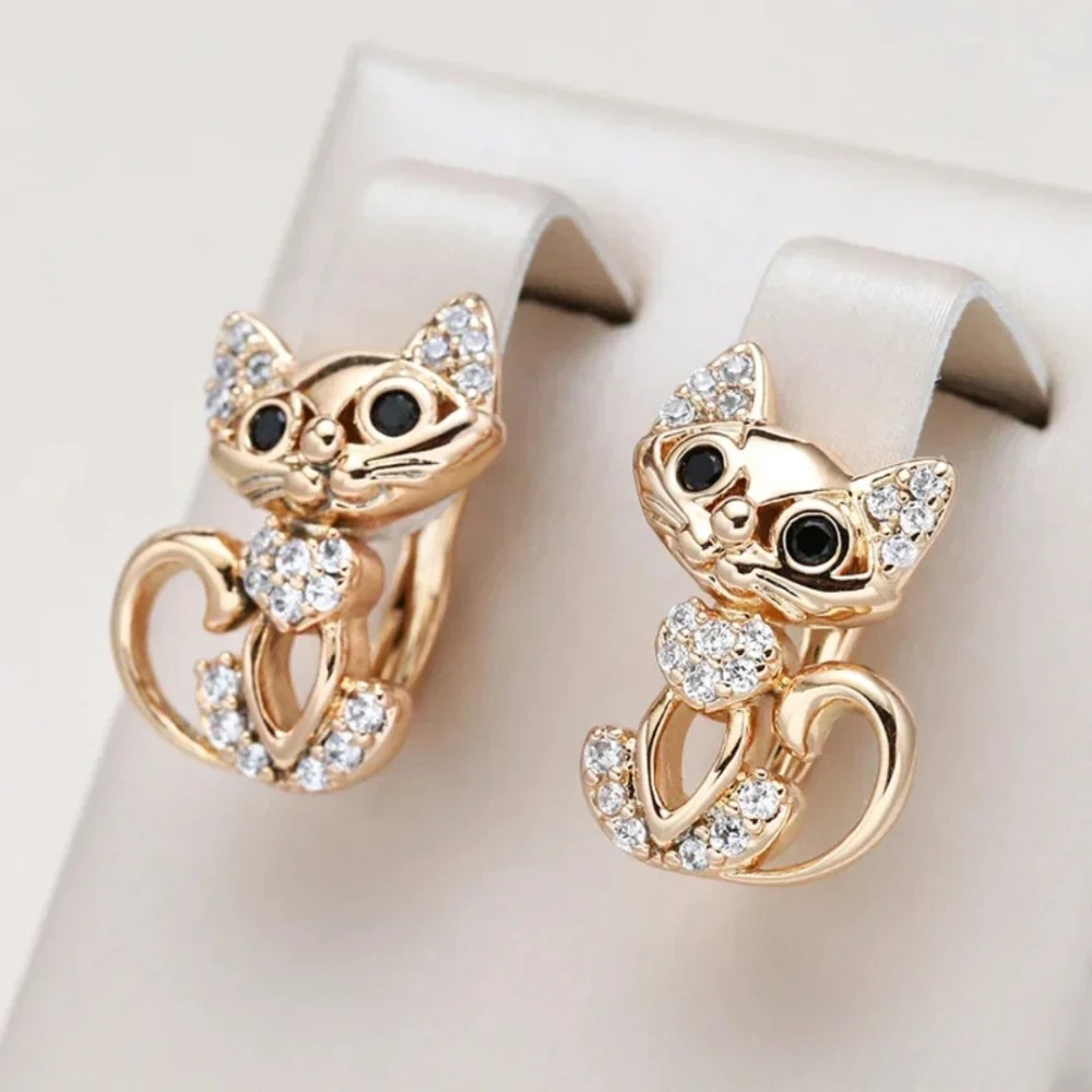 Olivia | Elegant Radiant Cat Earrings with Cubic Zirconia