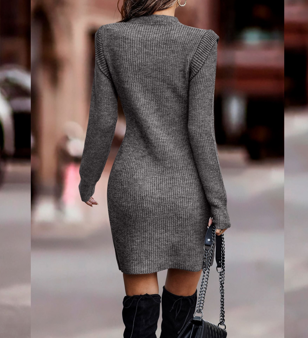 Olivia | Elegant Ribbed Knit Midi Dress for Women