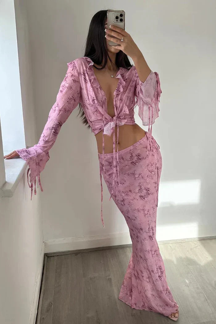 Olivia | Elegant Sheer Lace Two-Piece Beach Outfit for Women