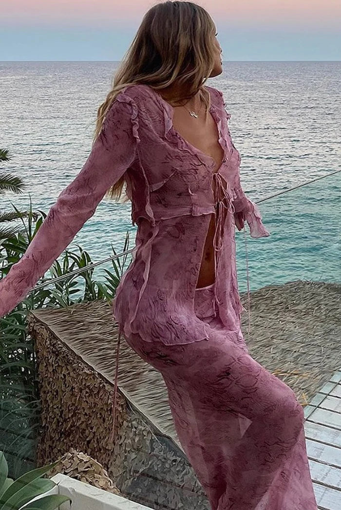Olivia | Elegant Sheer Lace Two-Piece Beach Outfit for Women