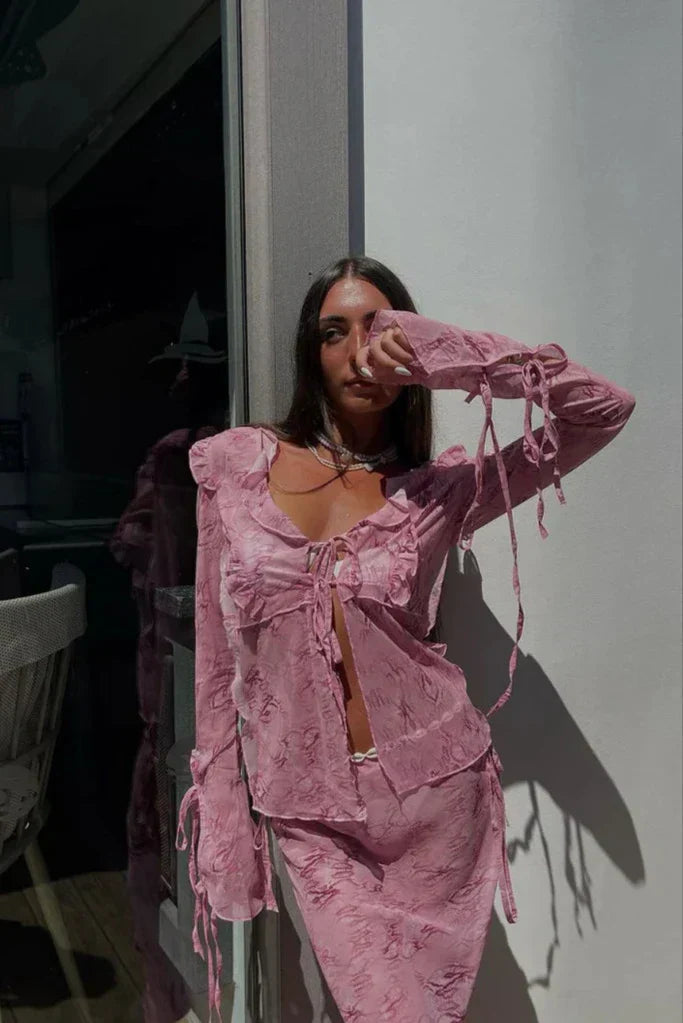 Olivia | Elegant Sheer Lace Two-Piece Beach Outfit for Women