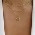 Gold Necklace with Layered Design