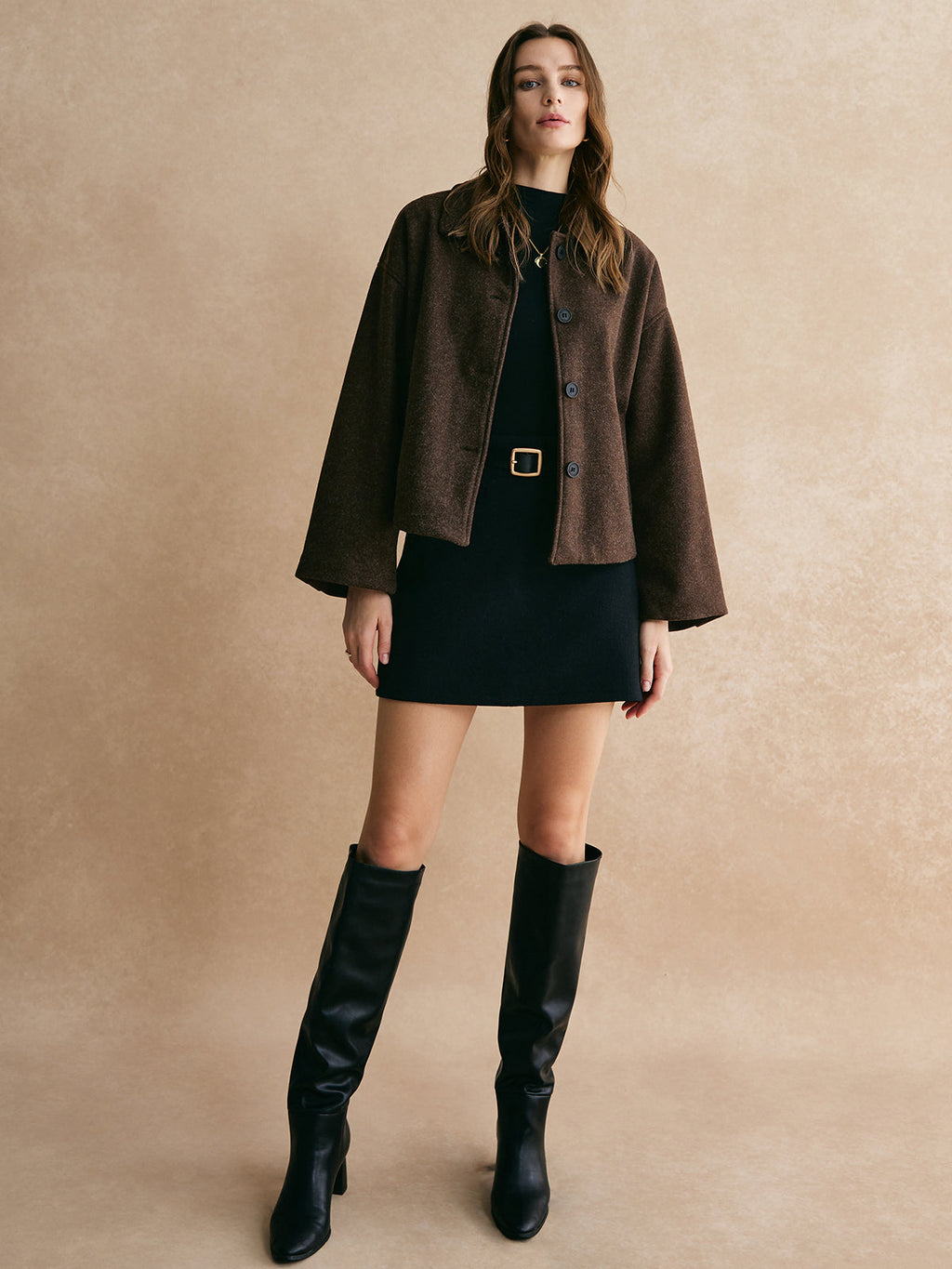 Refined Tweed Button Down Jacket with Long Sleeves | Stylish Shift Fit for Everyday Elegance