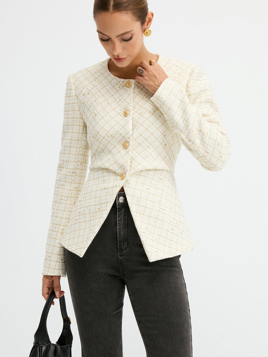 Romina | Tweed Blazer with Waist-Cinching Design | Stylish Layer for Effortless Elegance VIP