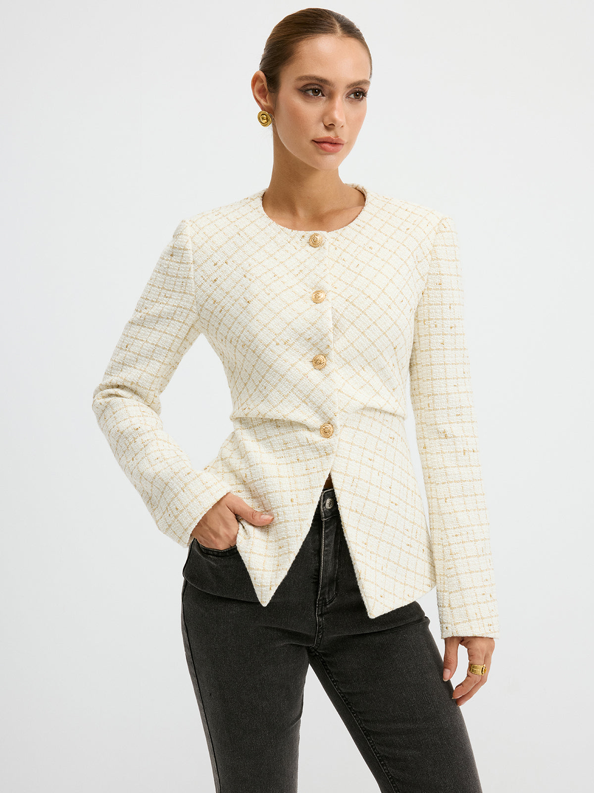 Romina | Tweed Blazer with Waist-Cinching Design | Stylish Layer for Effortless Elegance VIP