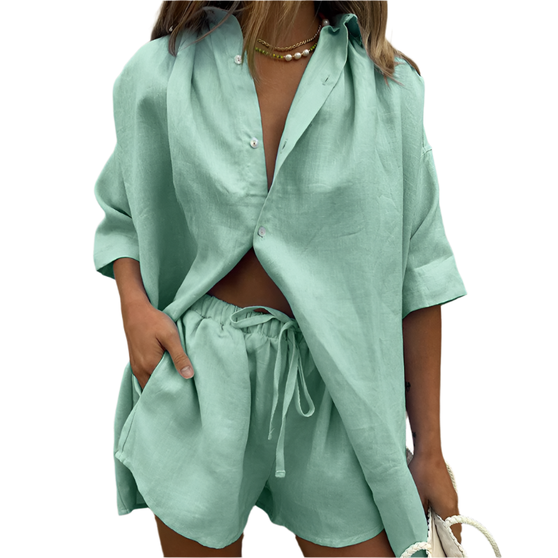 Sophia | Breezy Oversized Linen Two-Piece Women's Outfit