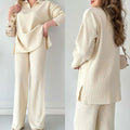 Sophia | Cozy Ribbed Knit Sweater and Wide-Leg Pants Set