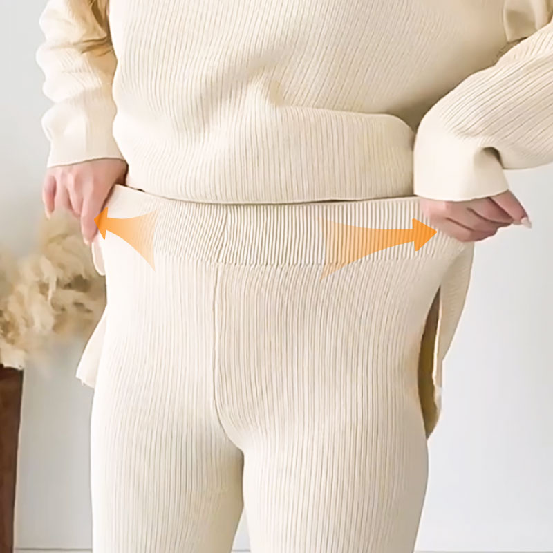 Sophia | Cozy Ribbed Knit Sweater and Wide-Leg Pants Set