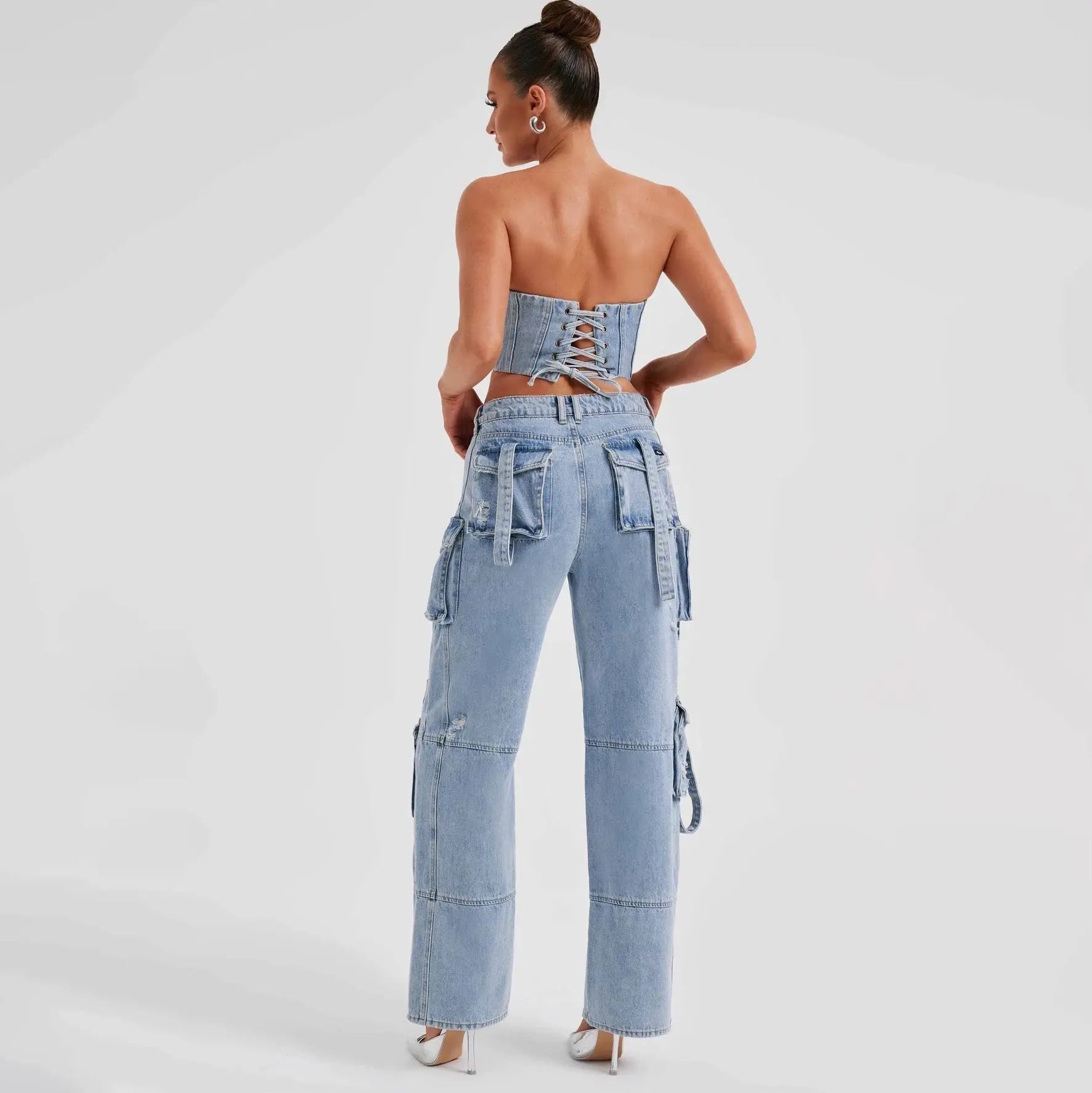Sophia | Stylish High-Waisted Cargo Women's Jeans