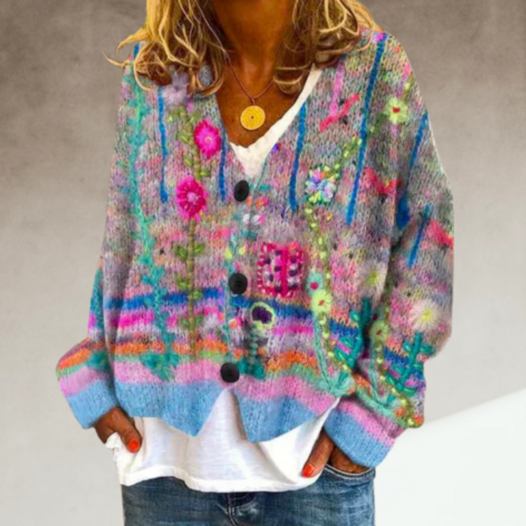 Sophie | Artistic Lightweight Floral Cardigan Sweater