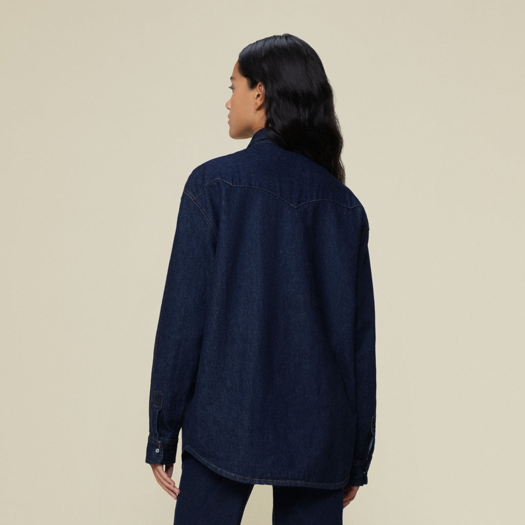Sophie | Chic Dark Denim Shirt And High-Waisted Jeans Set