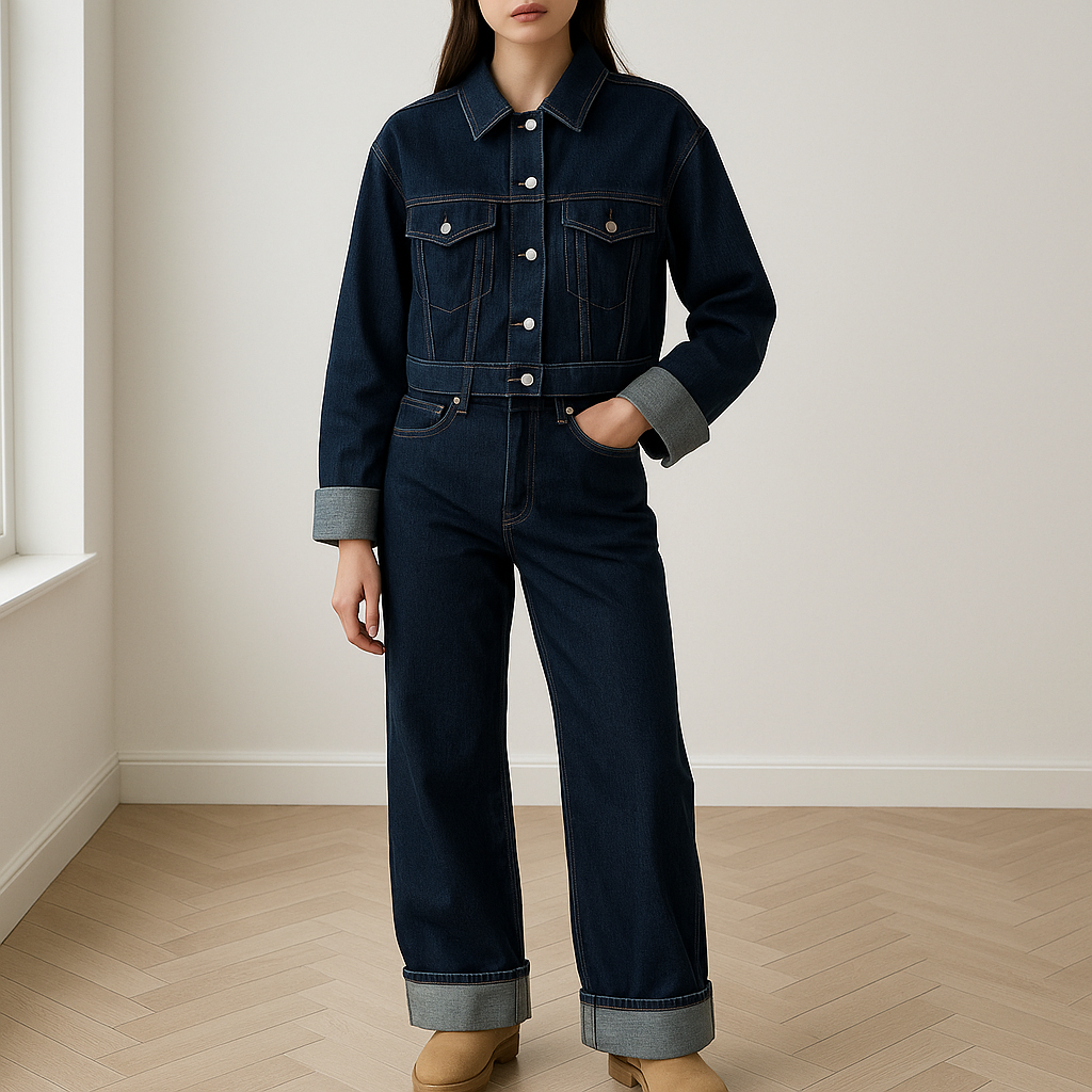 Sophie | Chic Dark Wash Denim Jacket Women Set