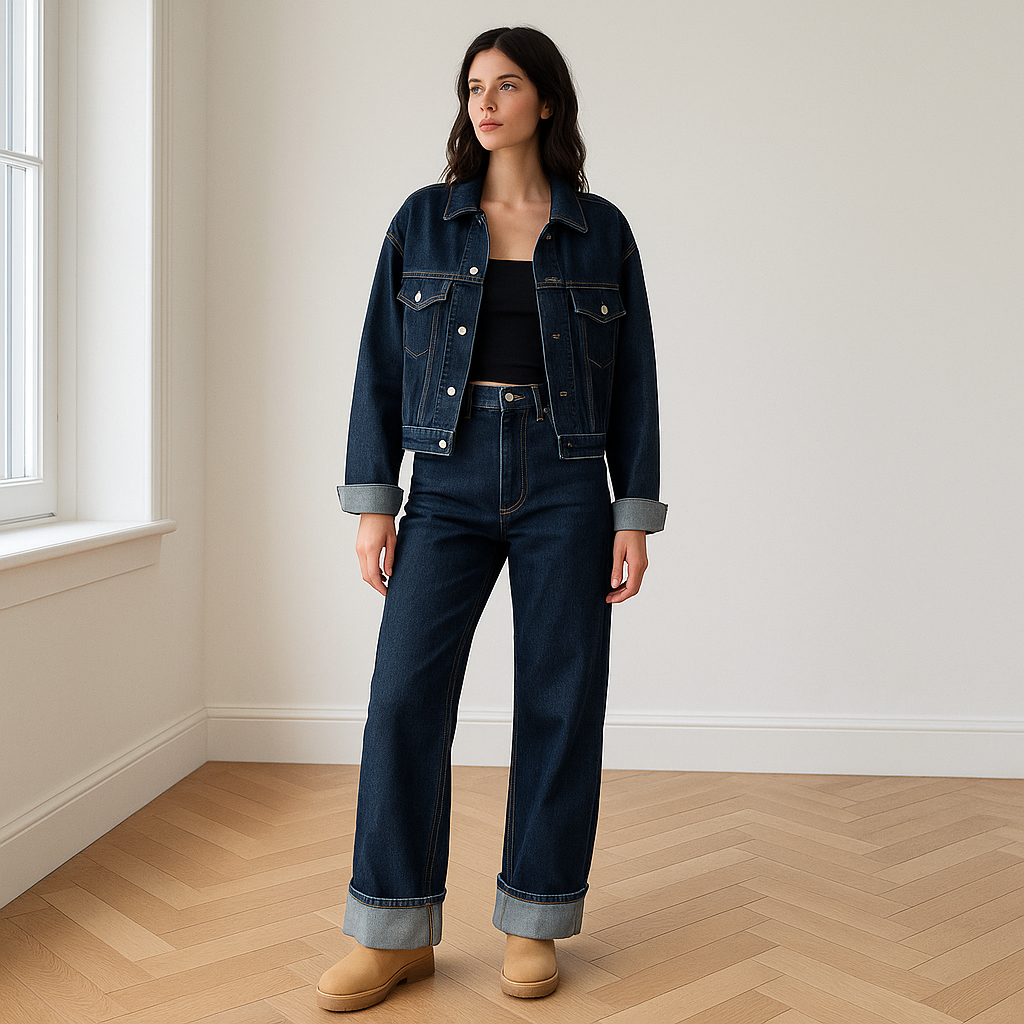 Sophie | Chic Dark Wash Denim Jacket Women Set