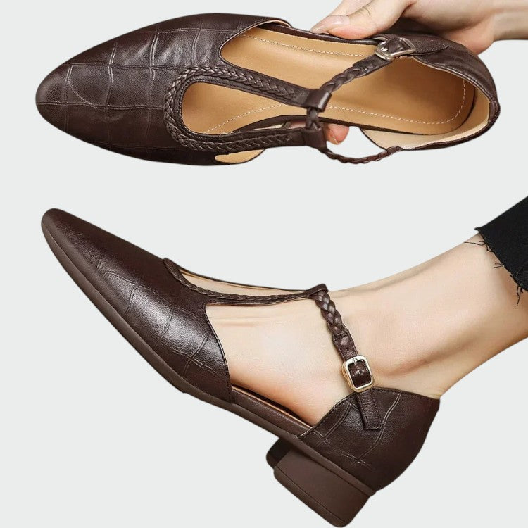 Sophie | Chic Pointed T-Bar Black Mary Jane Shoes for Women