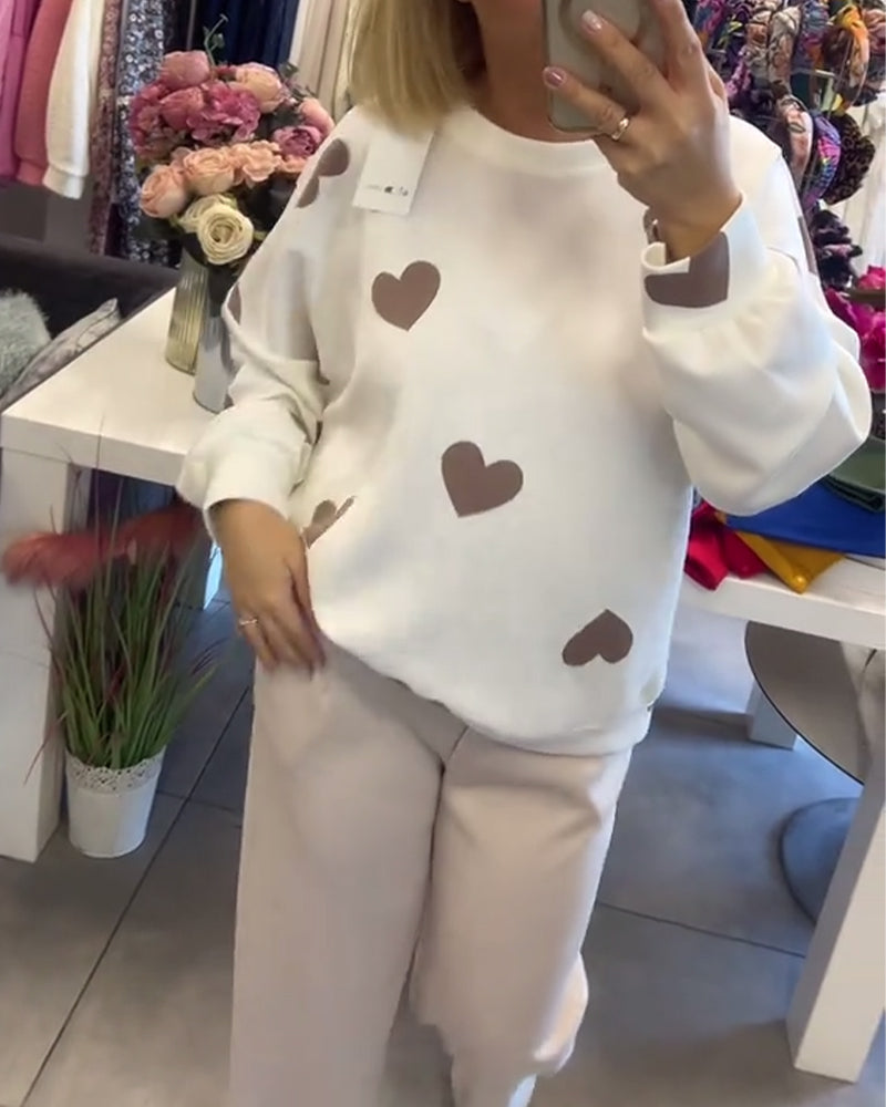 Sophie | Cozy Heart Print Lounge Set for Women