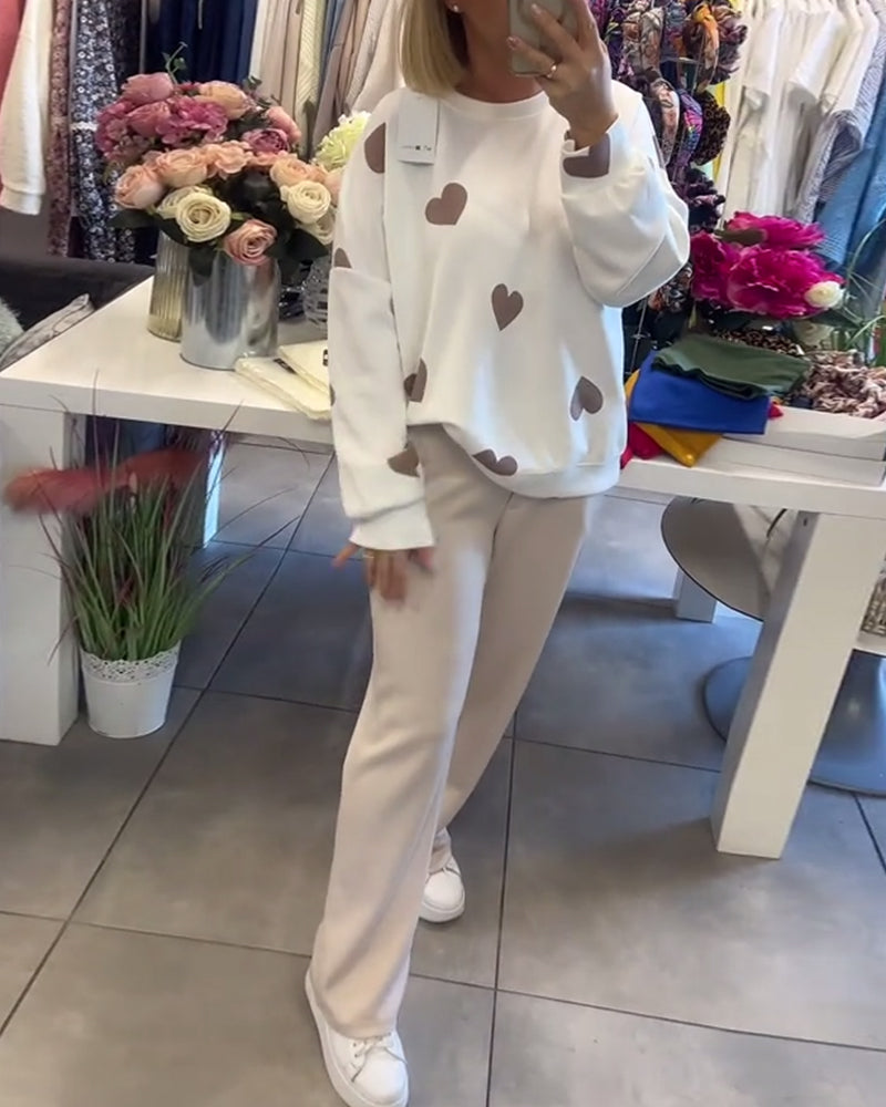 Sophie | Cozy Heart Print Lounge Set for Women