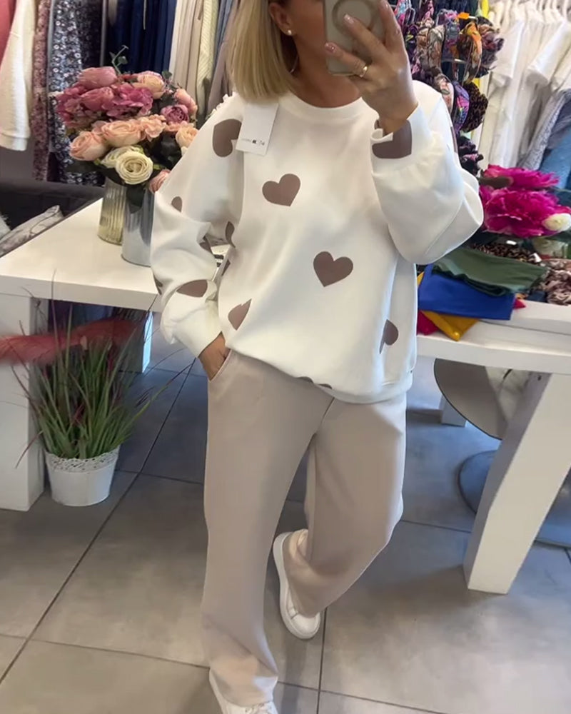 Sophie | Cozy Heart Print Lounge Set for Women