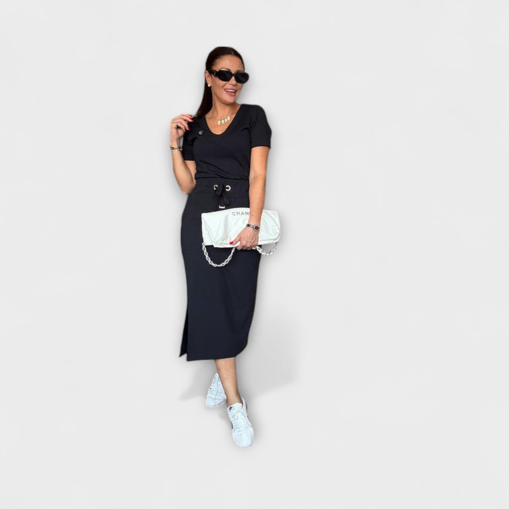 Sophie | Elegant Breezy V-Neck Top and Skirt Set for Women's Outfit