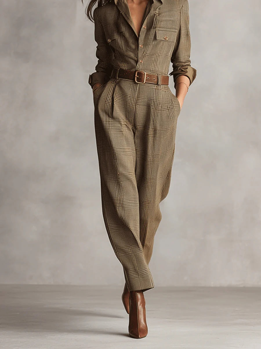 Sophie | Elegant Checked Utility Jumpsuit for Women