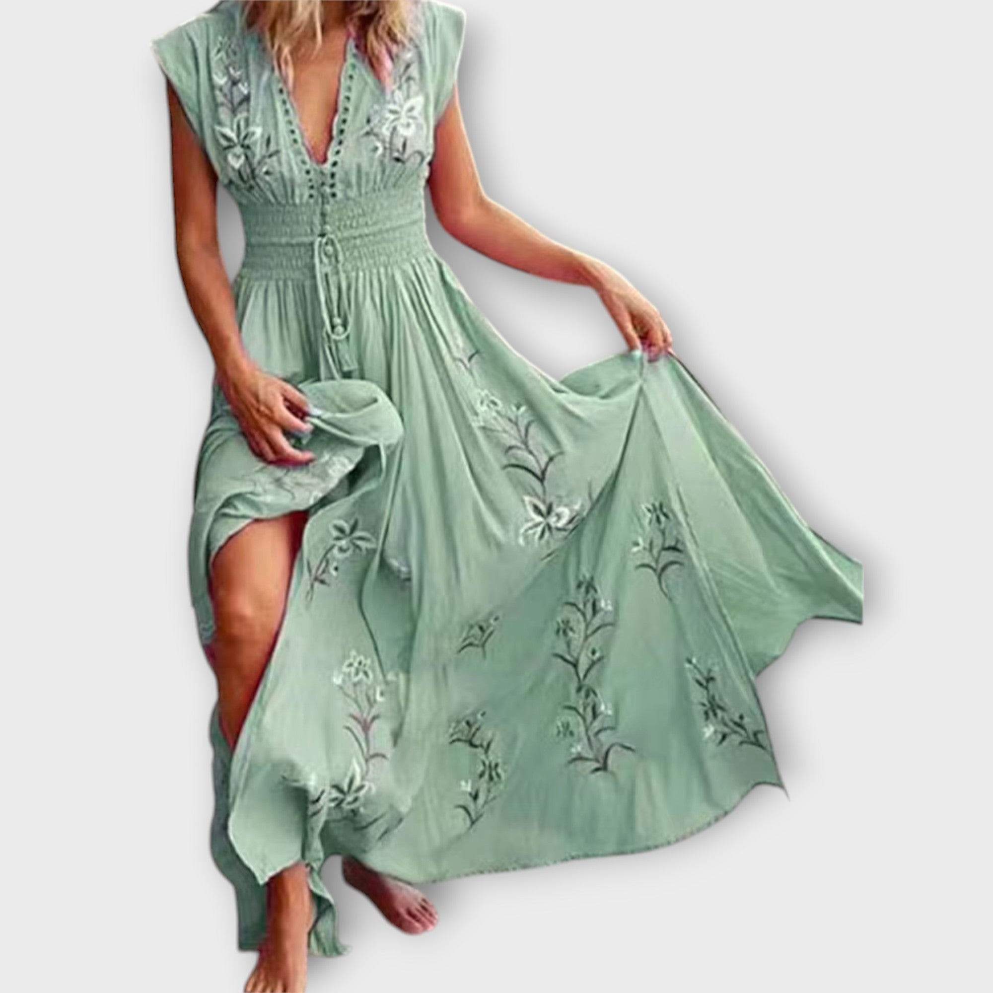 Sophie | Elegant Floral Summer Dress with Exquisite Embroidery