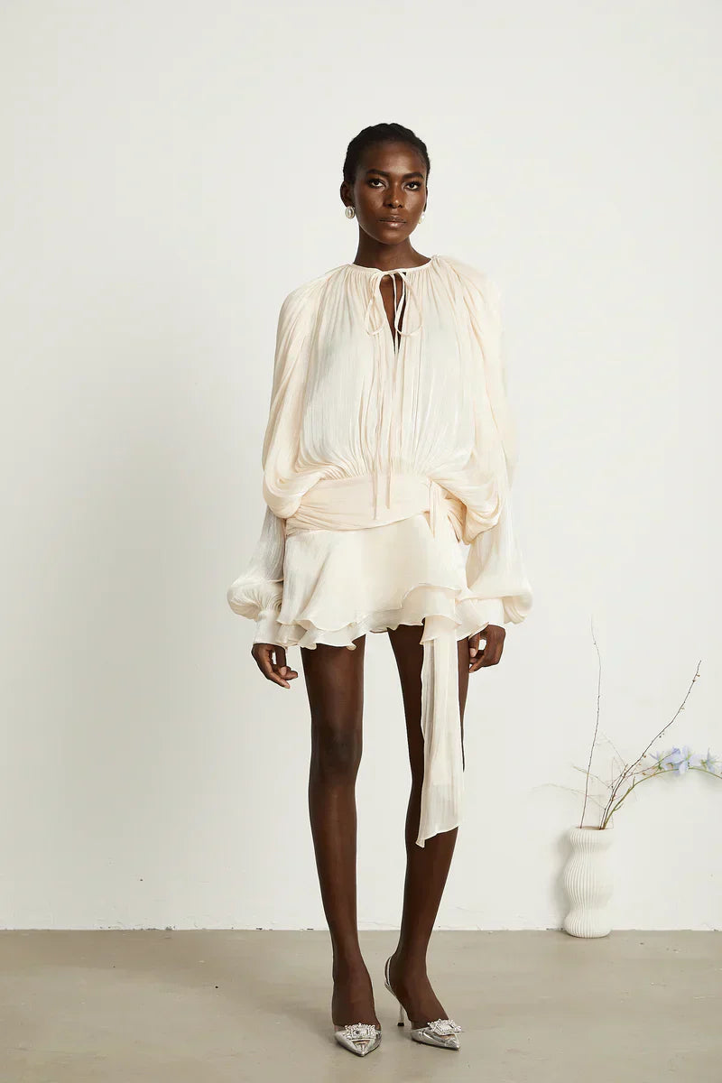 Sophie | Elegant Long Sleeve Satin Cocktail Dress