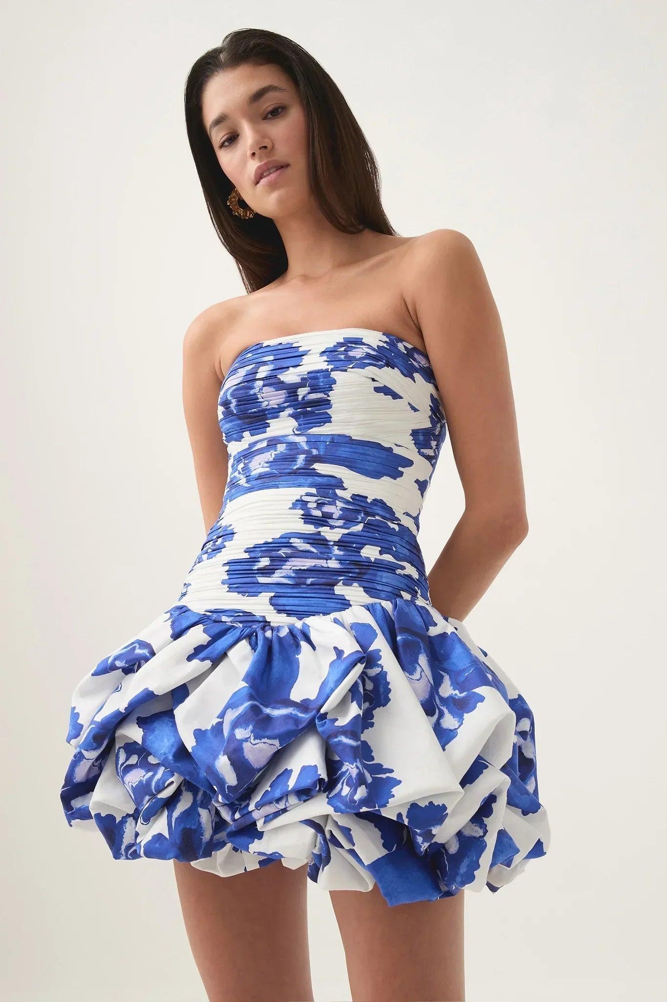 Sophie | Playful Elegant Strapless Bubble Hem Mini Dress