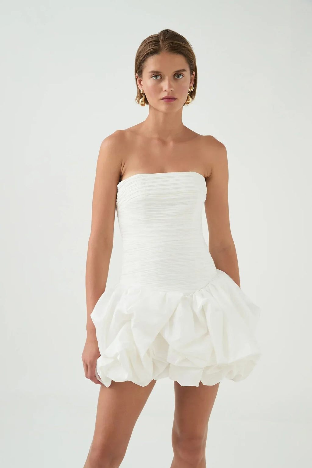 Sophie | Playful Elegant Strapless Bubble Hem Mini Dress